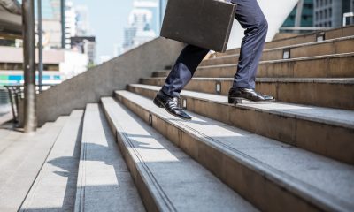 businessman walking stairs